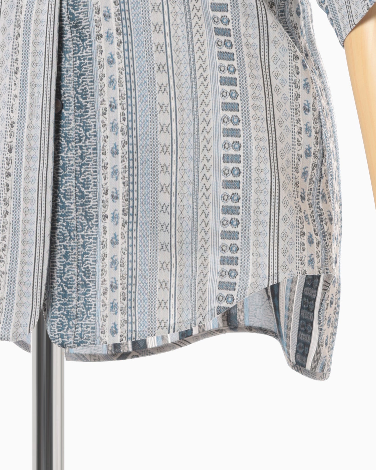 Stripe Jacquard Open-Collar Shirt - blue