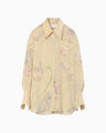 Marble Print Silk Shirt - beige
