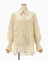 Marble Print Silk Shirt - beige