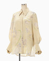 Marble Print Silk Shirt - beige
