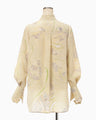 Marble Print Silk Shirt - beige
