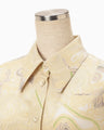 Marble Print Silk Shirt - beige