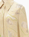 Marble Print Silk Shirt - beige