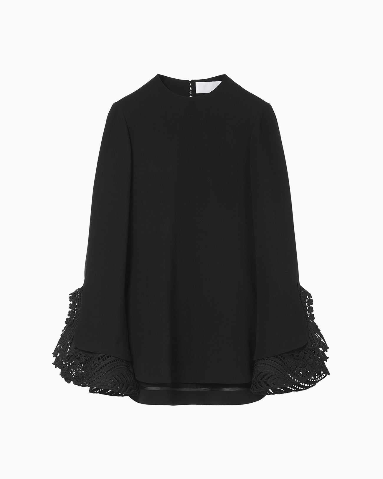 Embroidered Cuffs Top - black