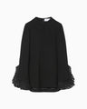 Embroidered Cuffs Top - black