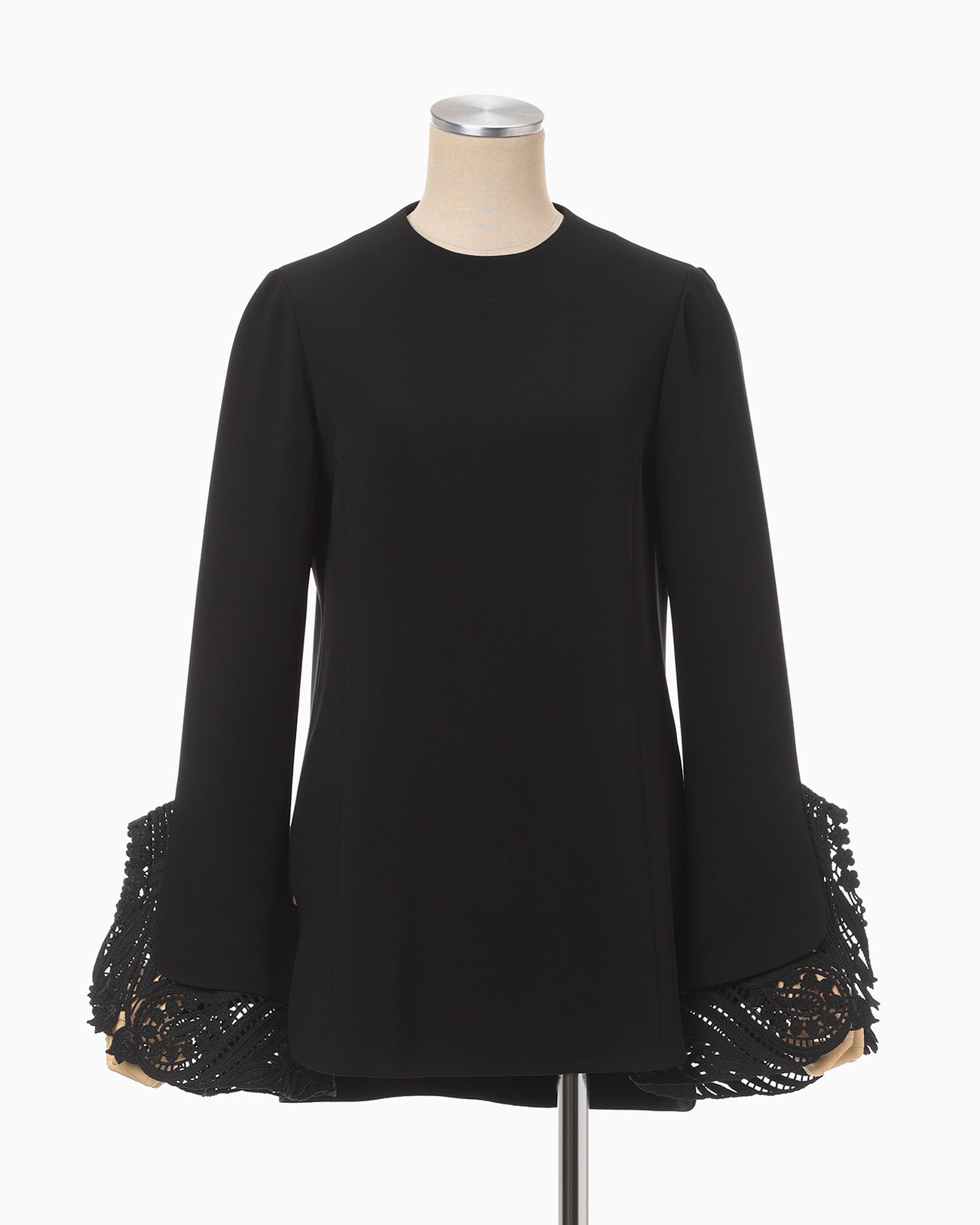 Embroidered Cuffs Top - black