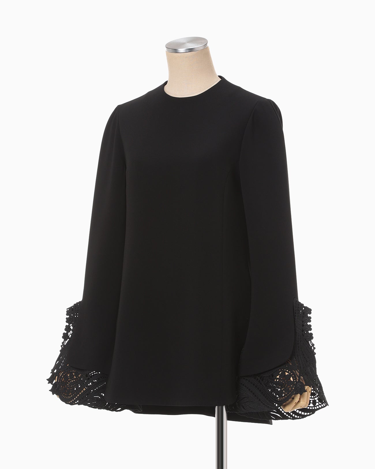 Embroidered Cuffs Top - black