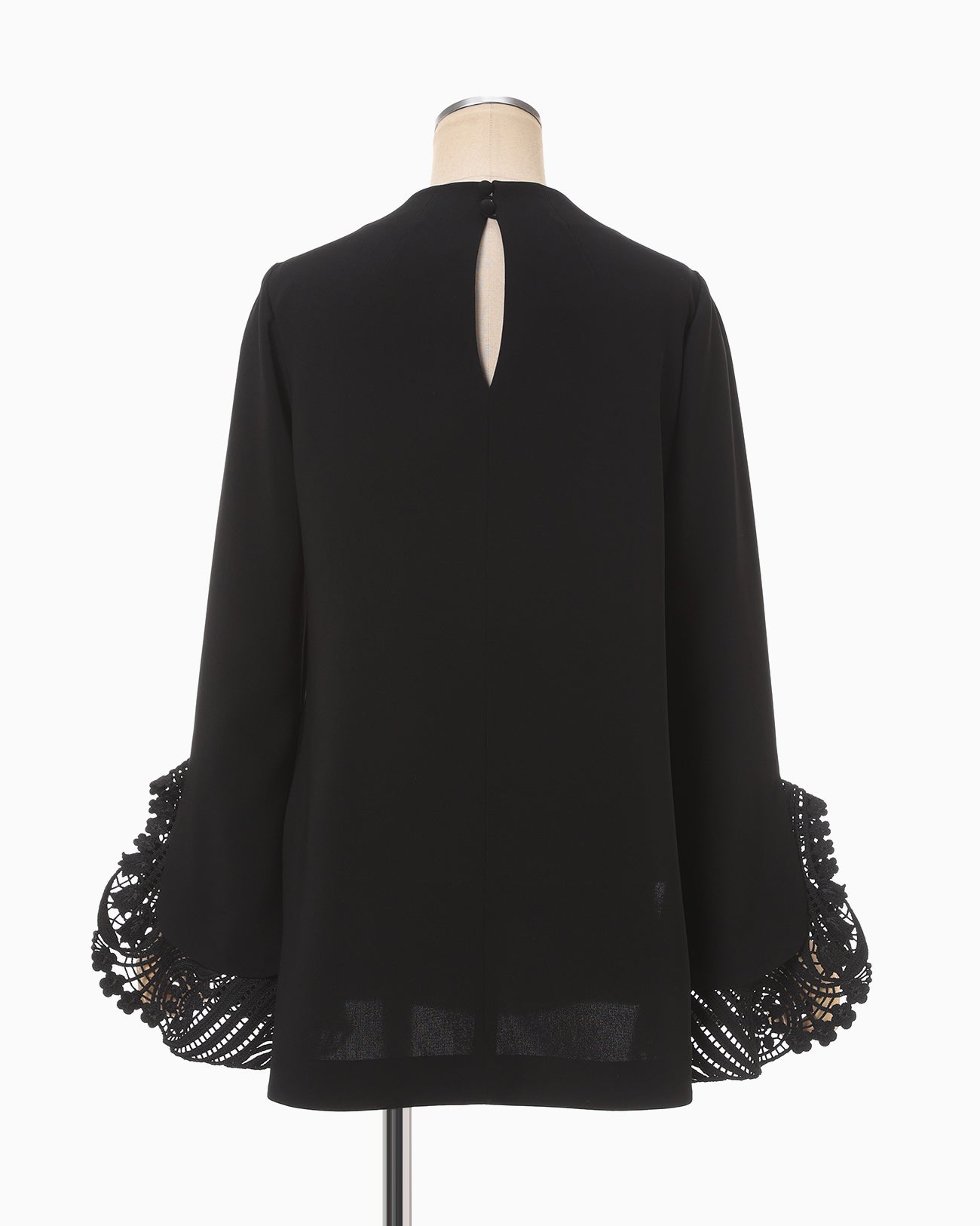 Embroidered Cuffs Top - black