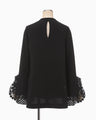 Embroidered Cuffs Top - black
