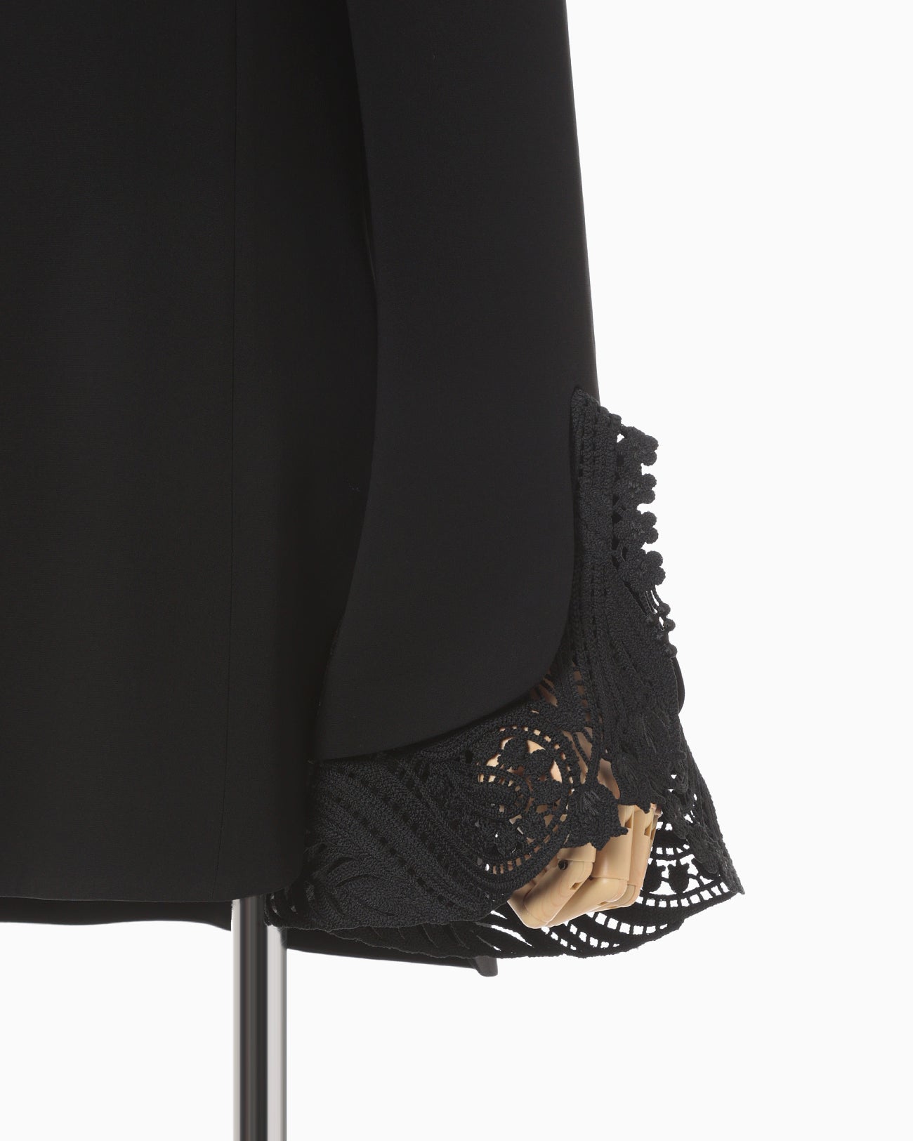 Embroidered Cuffs Top - black