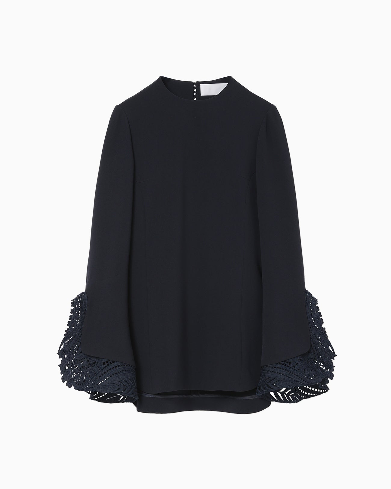Embroidered Cuffs Top - navy