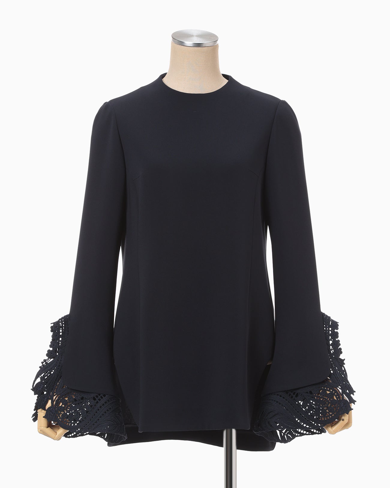 Embroidered Cuffs Top - navy