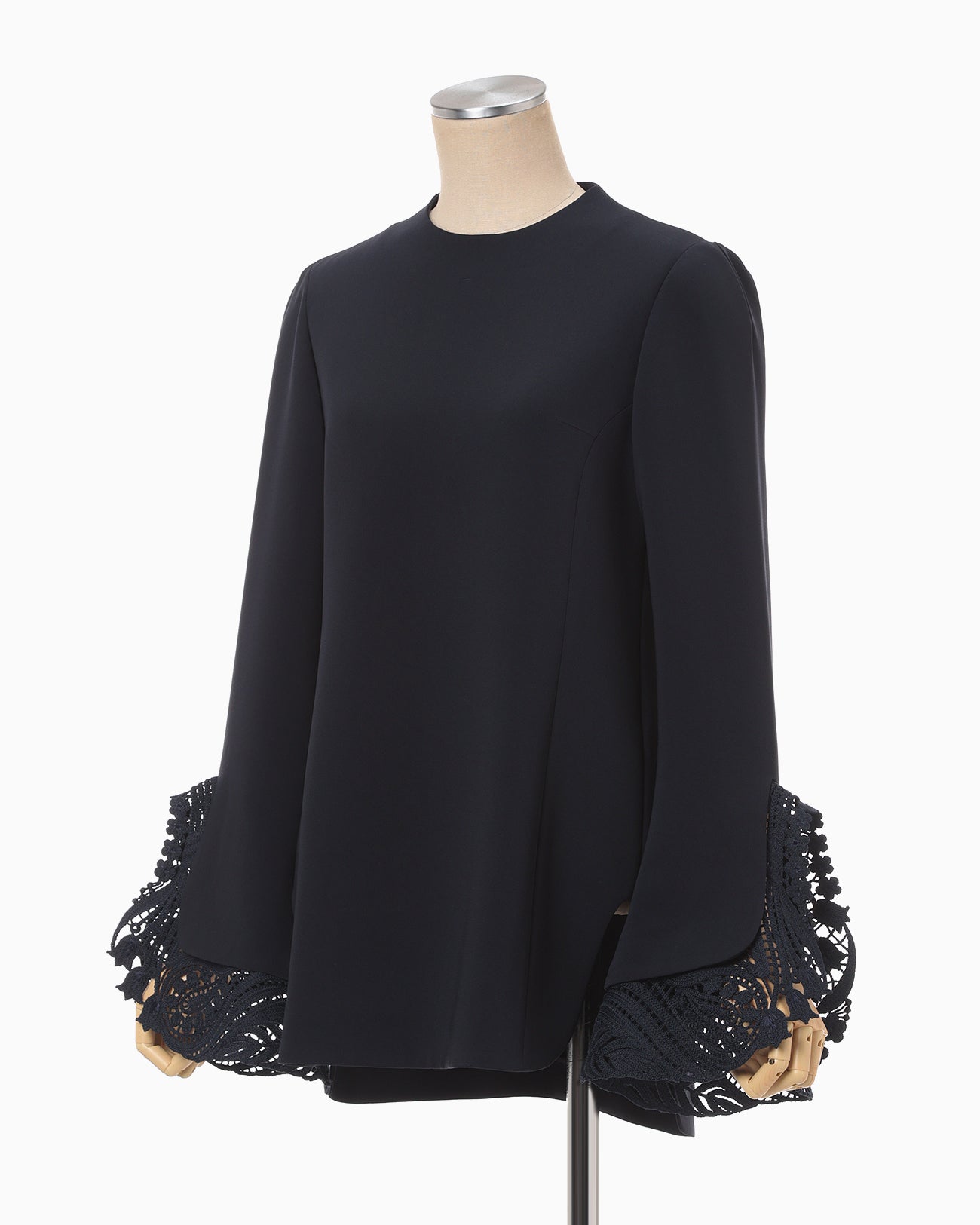 Embroidered Cuffs Top - navy