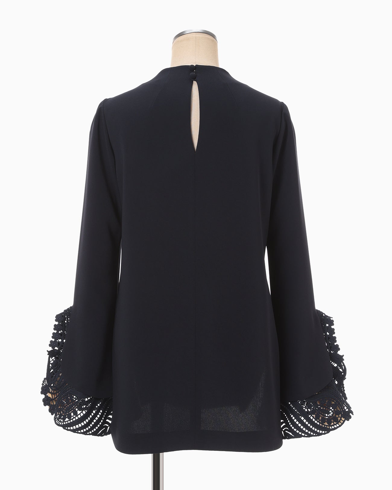 Embroidered Cuffs Top - navy