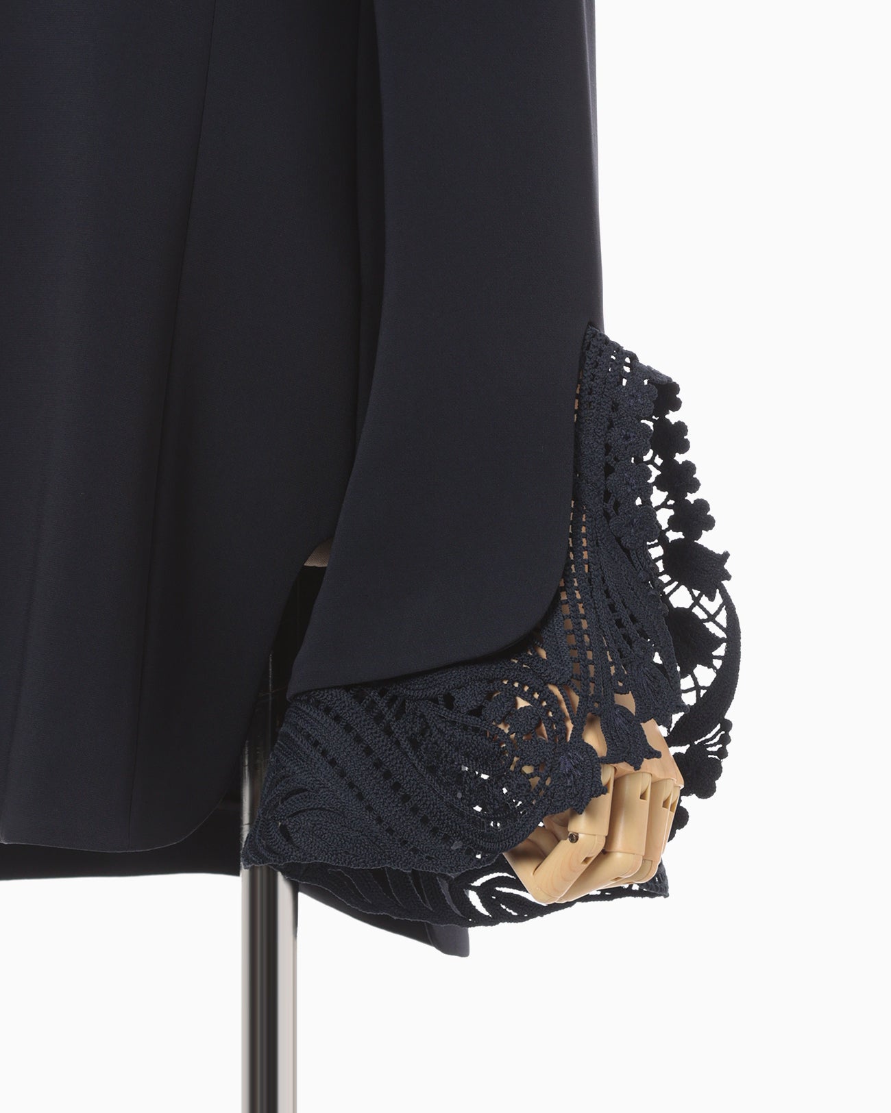 Embroidered Cuffs Top - navy