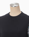 Floral Lace-Sleeve Classic Top - navy