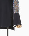 Floral Lace-Sleeve Classic Top - navy