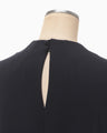 Floral Lace-Sleeve Classic Top - navy