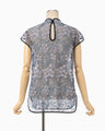 Floral Lace French Sleeve Top - blue