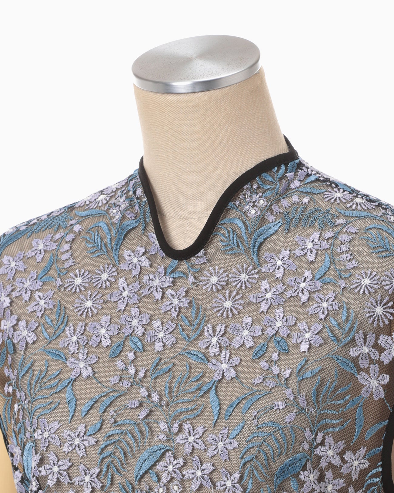Floral Lace French Sleeve Top - blue