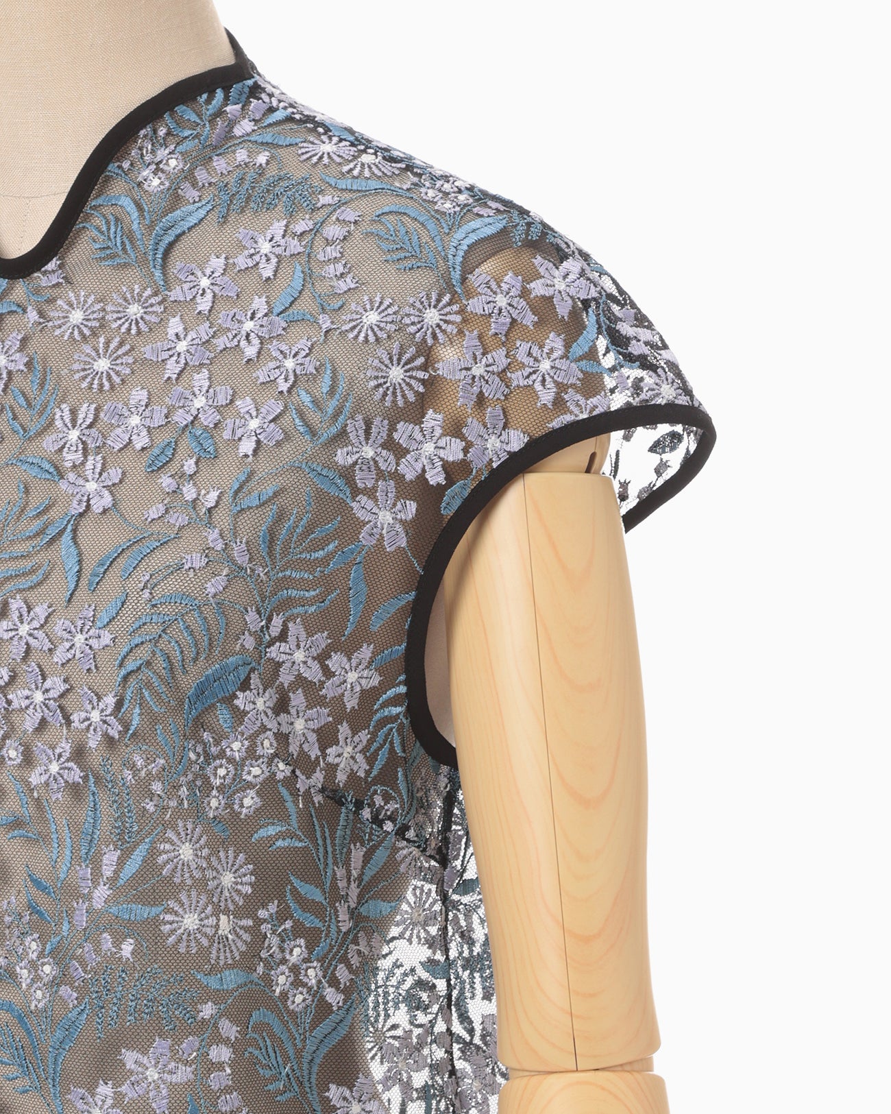 Floral Lace French Sleeve Top - blue