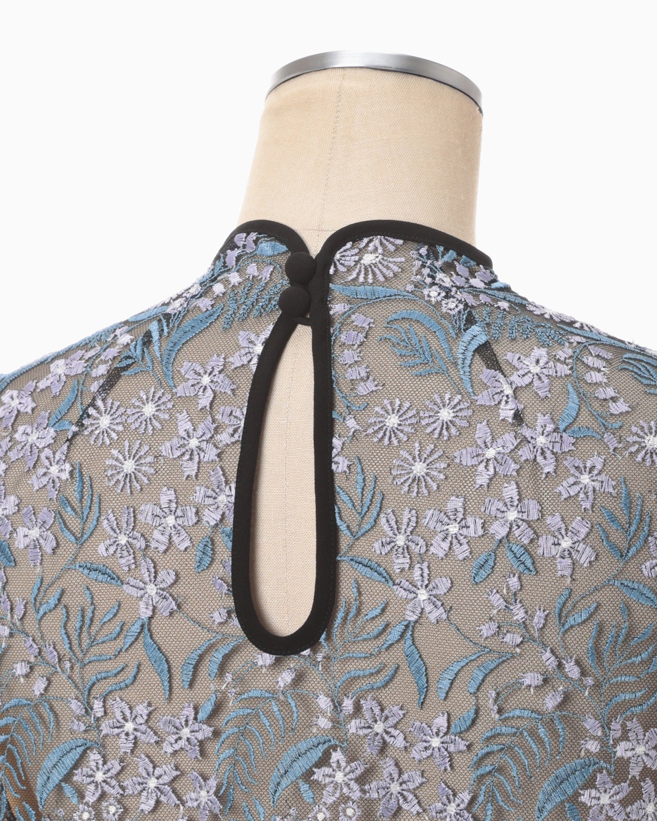 Floral Lace French Sleeve Top - blue