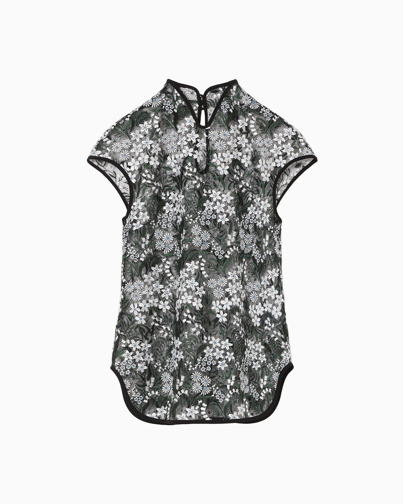 Floral Lace French Sleeve Top - green