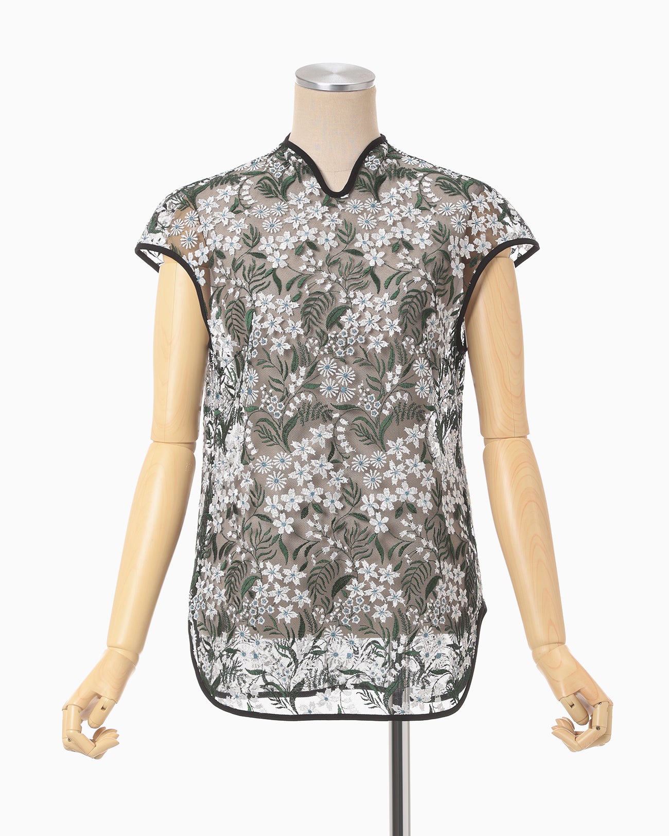 Floral Lace French Sleeve Top - green