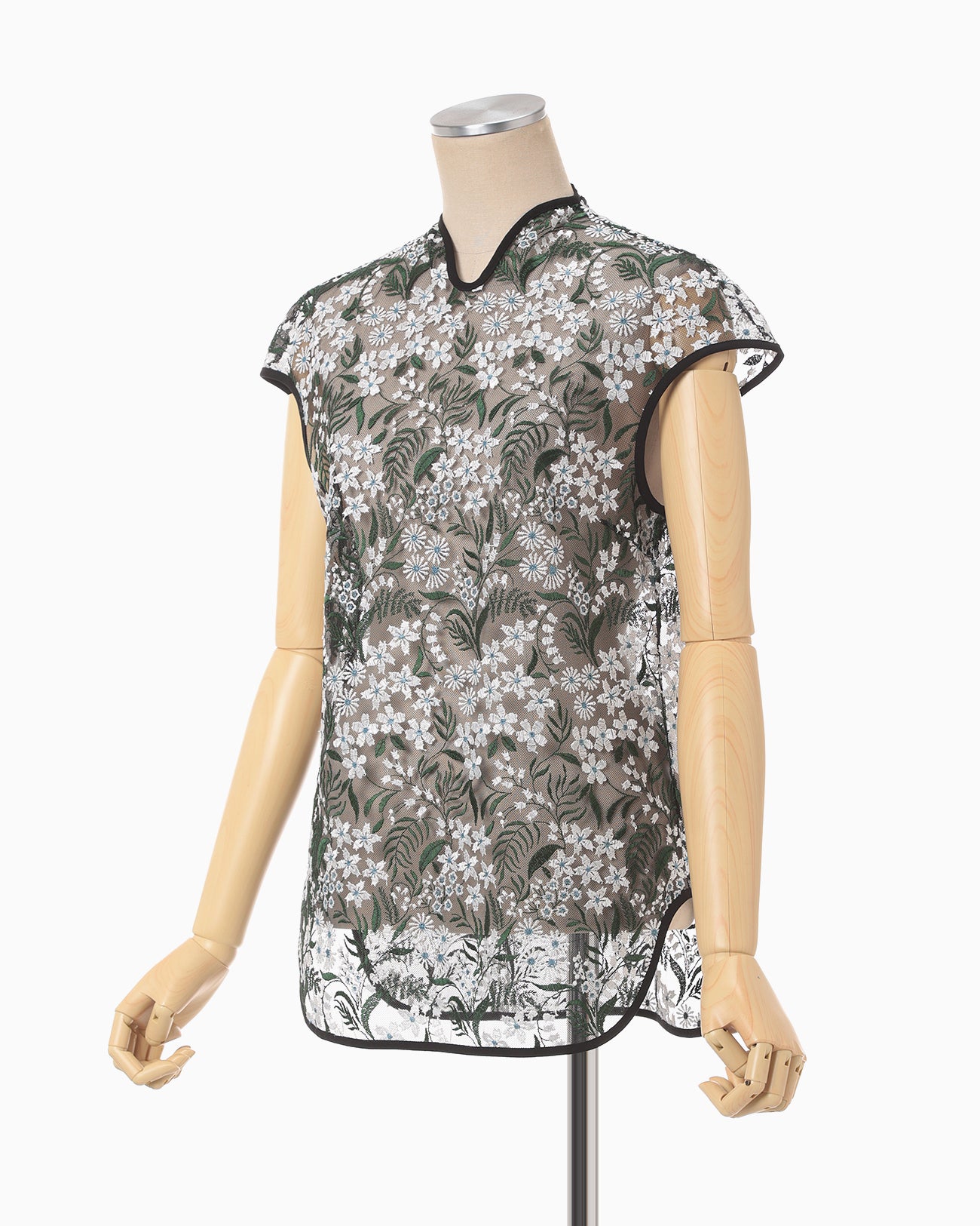 Floral Lace French Sleeve Top - green