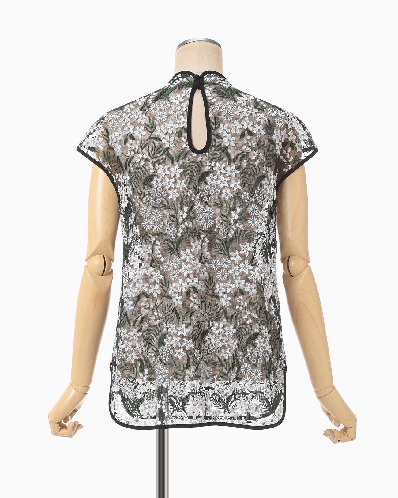 Floral Lace French Sleeve Top - green