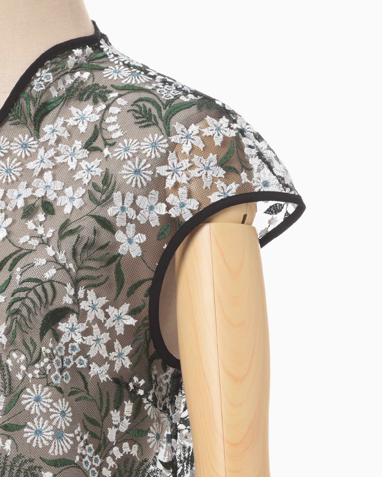 Floral Lace French Sleeve Top - green