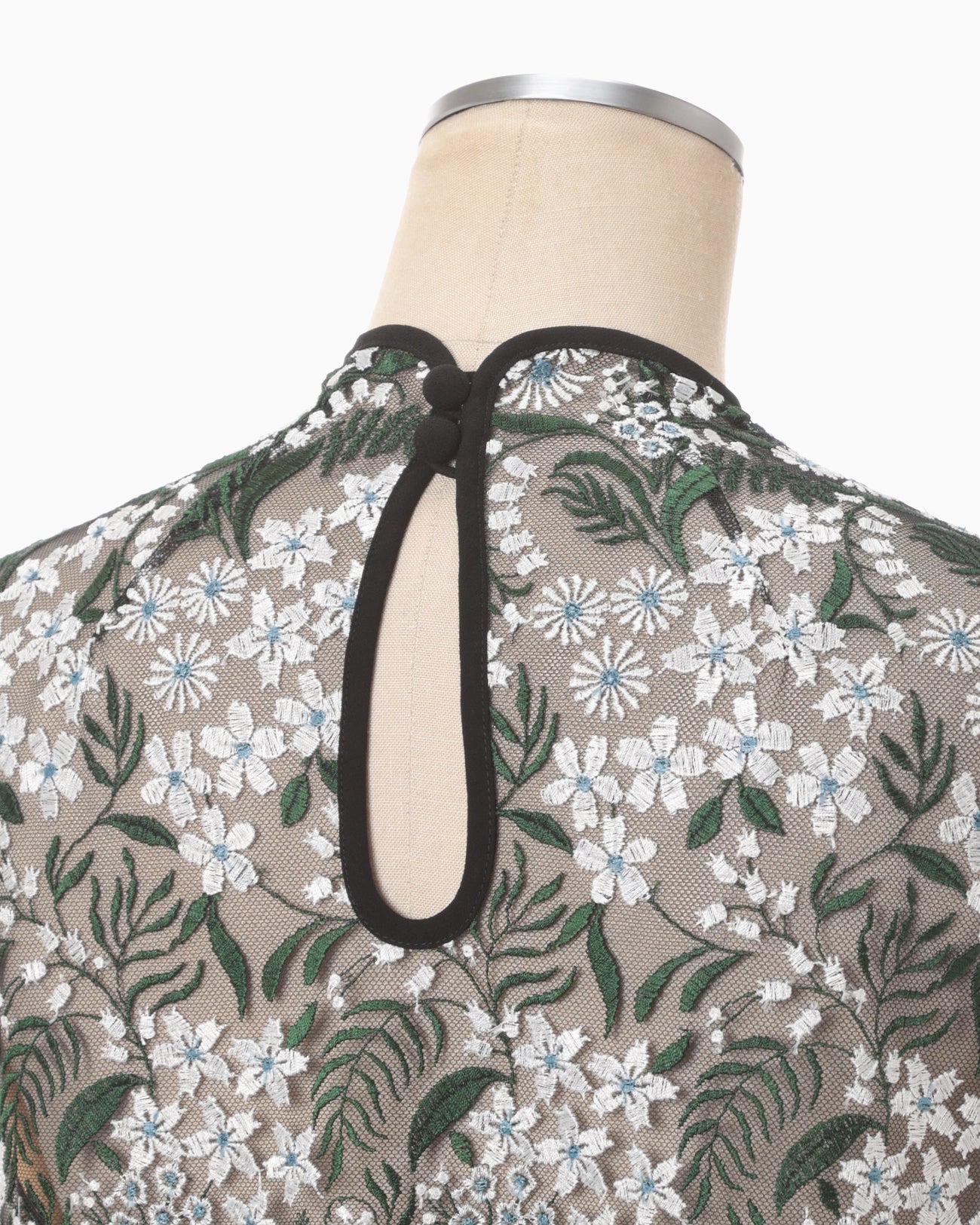 Floral Lace French Sleeve Top - green
