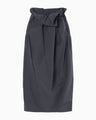 Split Yarn High Waisted Drawstring Skirt - navy