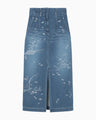 Nature Pattern Jacquard Denim Skirt - blue