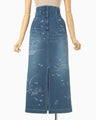 Nature Pattern Jacquard Denim Skirt - blue