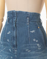 Nature Pattern Jacquard Denim Skirt - blue