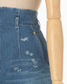 Nature Pattern Jacquard Denim Skirt - blue