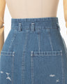 Nature Pattern Jacquard Denim Skirt - blue