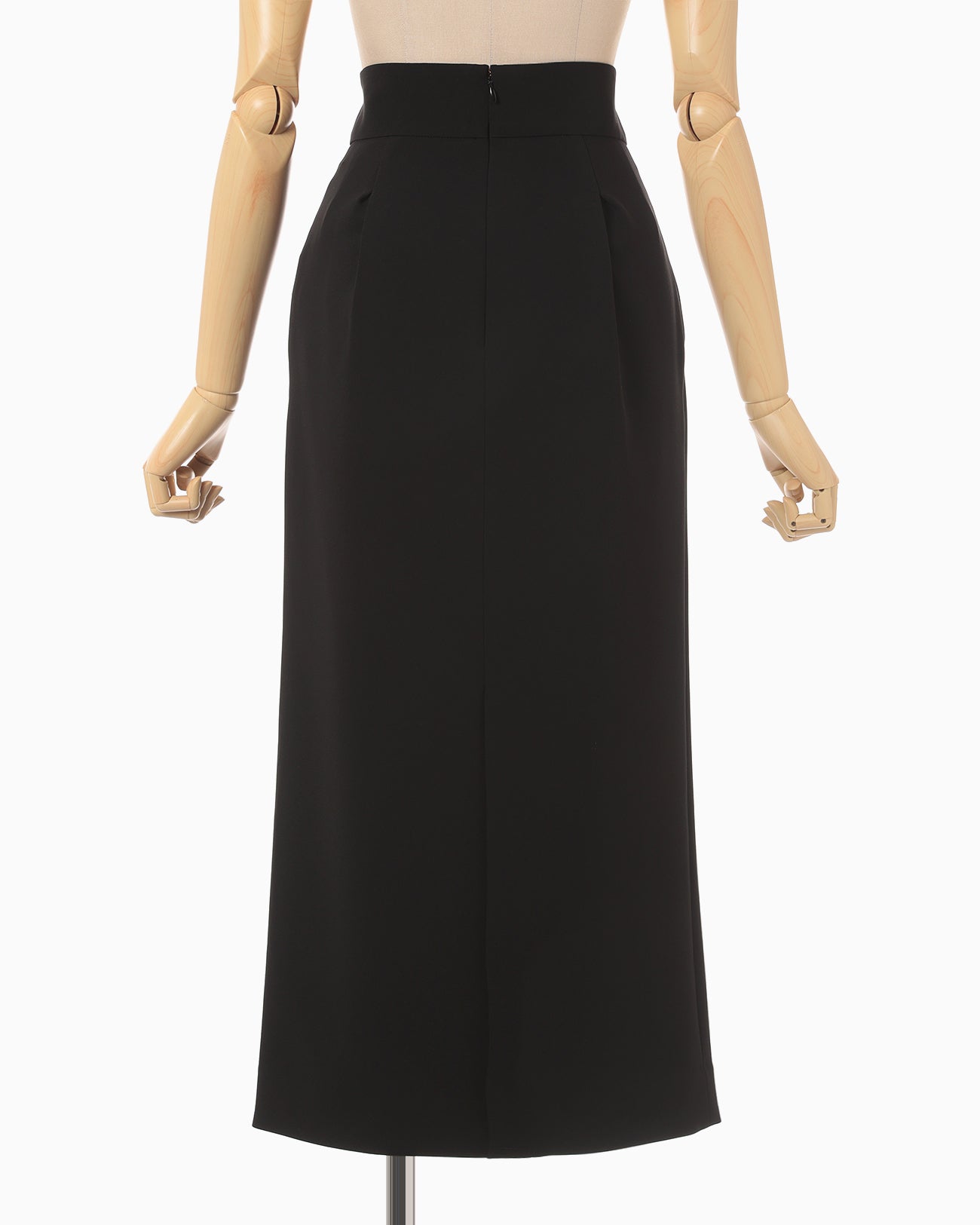 Acetate Polyester I-Line Skirt - black
