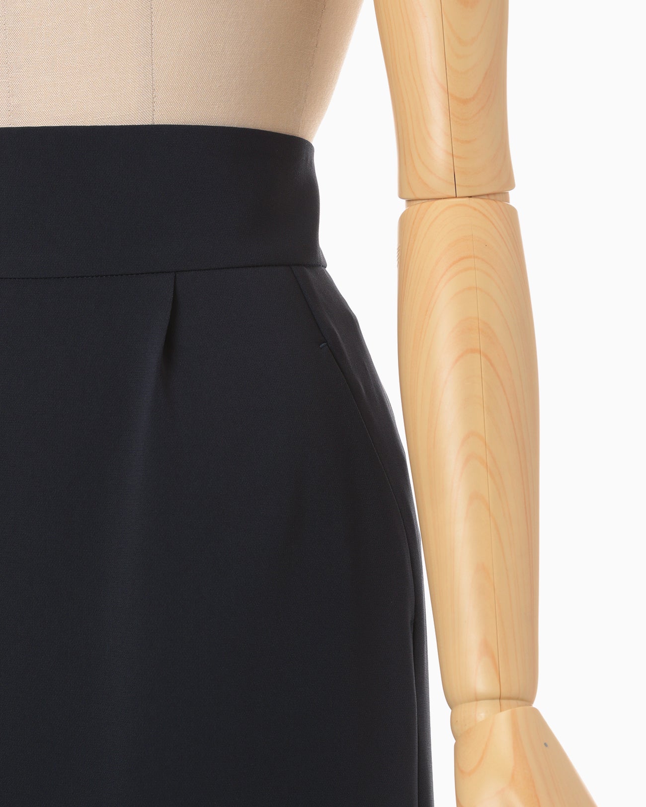 Acetate Polyester I-Line Skirt - navy