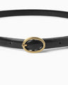 Cow Hide Leather Narrow Belt - black