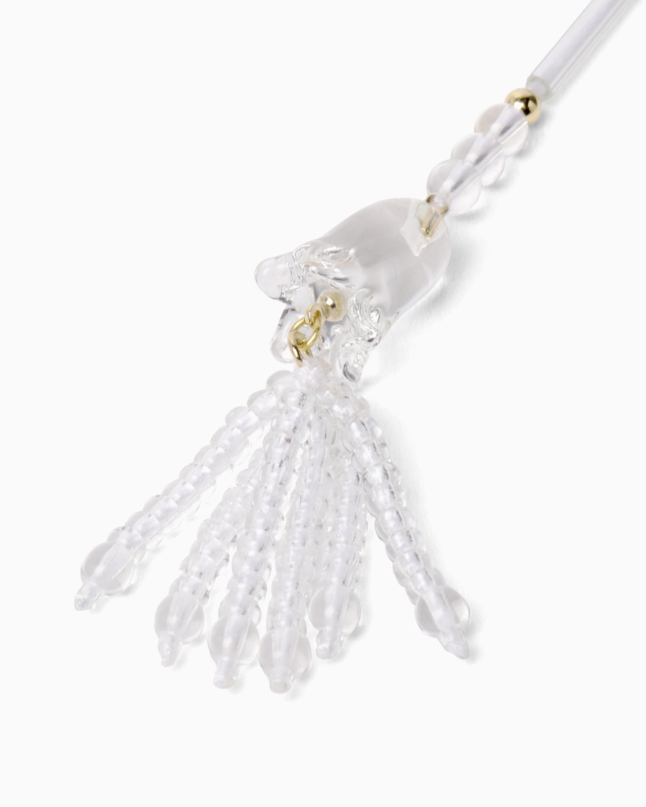 Floral Motif Long Glass Earrings - clear - Mame Kurogouchi