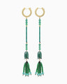 Floral Motif Long Glass Earrings - green