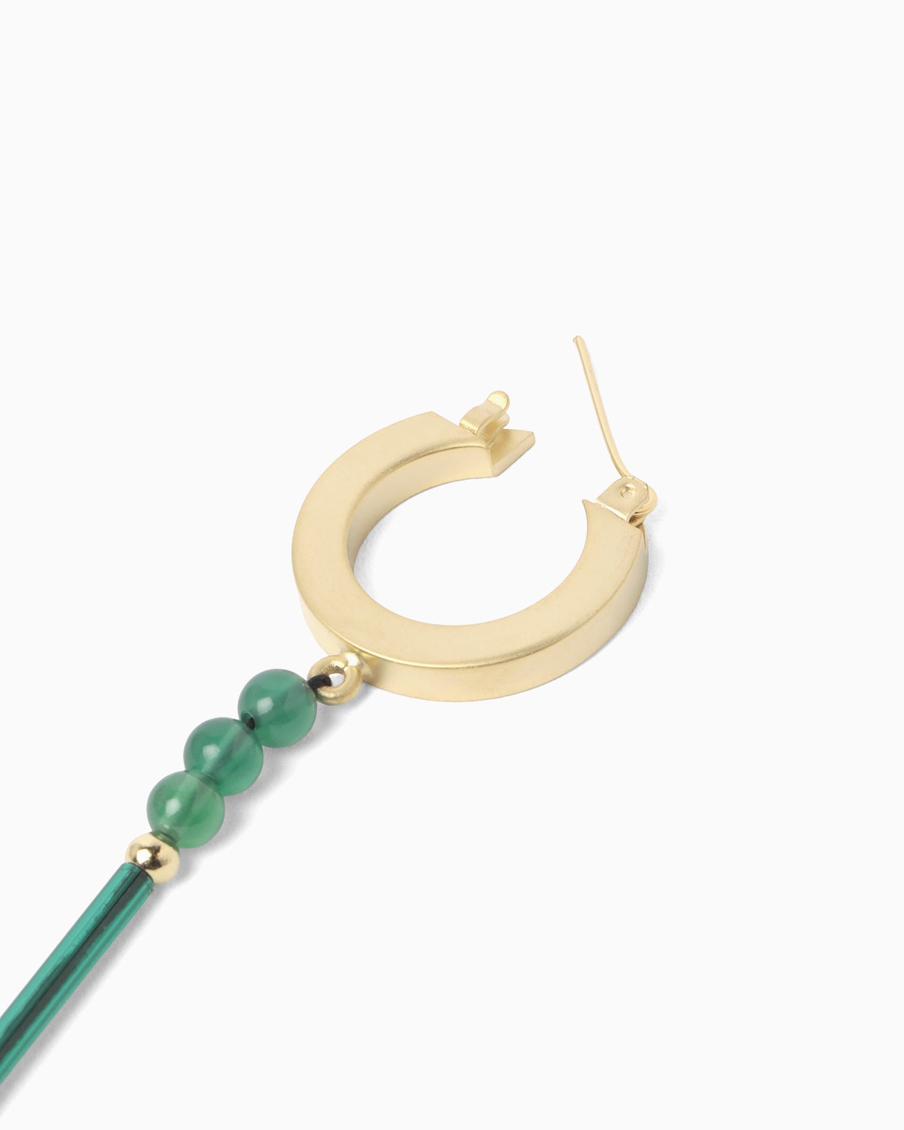 Floral Motif Long Glass Earrings - green - Mame Kurogouchi