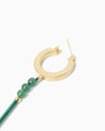 Floral Motif Long Glass Earrings - green