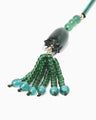 Floral Motif Long Glass Earrings - green