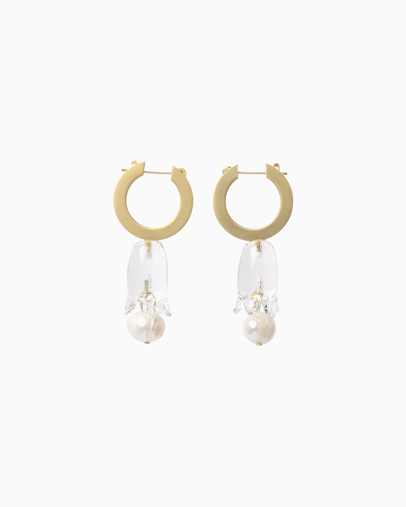 Floral Motif Glass Earrings - clear - Mame Kurogouchi