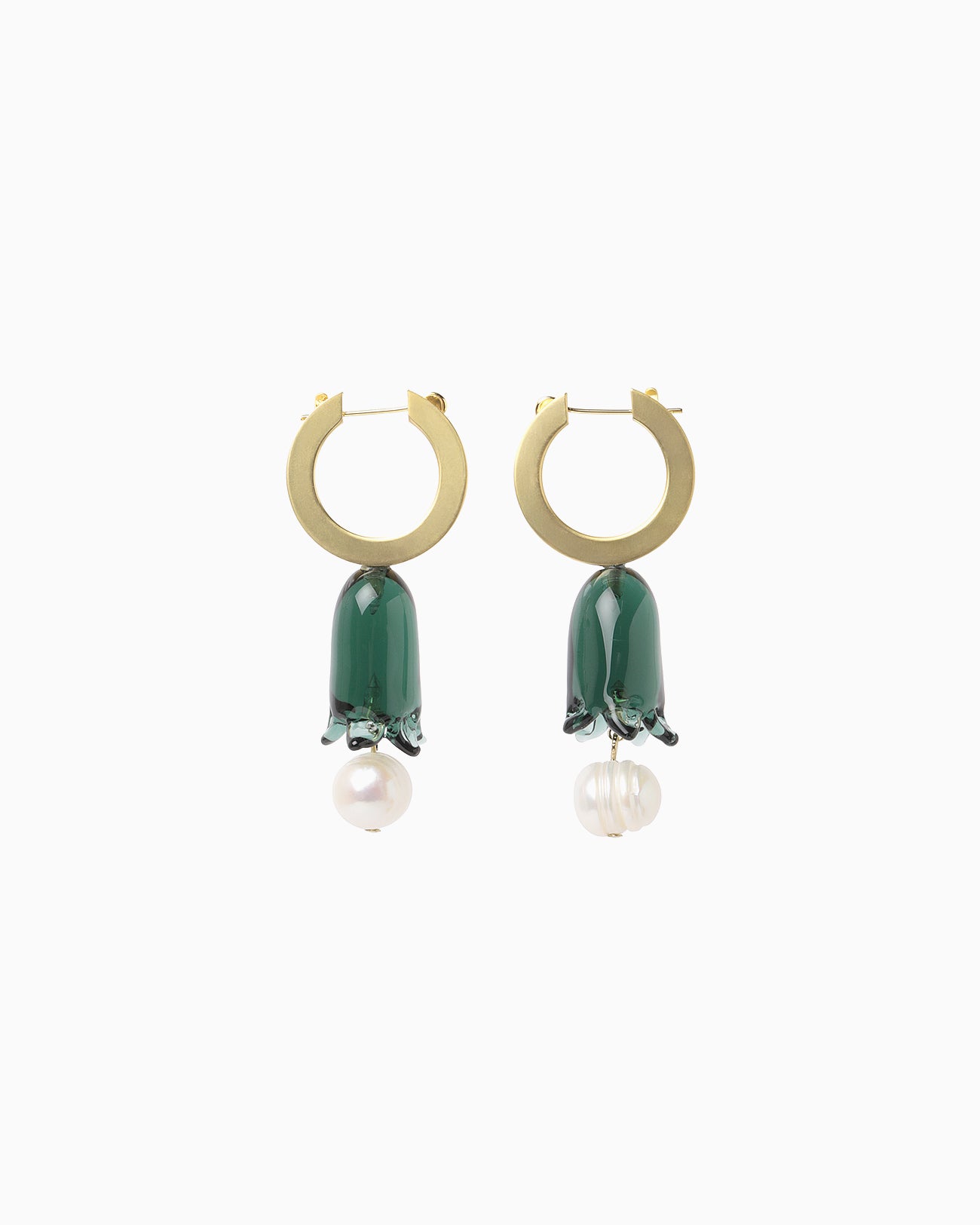 Floral Motif Glass Earrings - green - Mame Kurogouchi