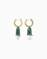 Floral Motif Glass Earrings - green