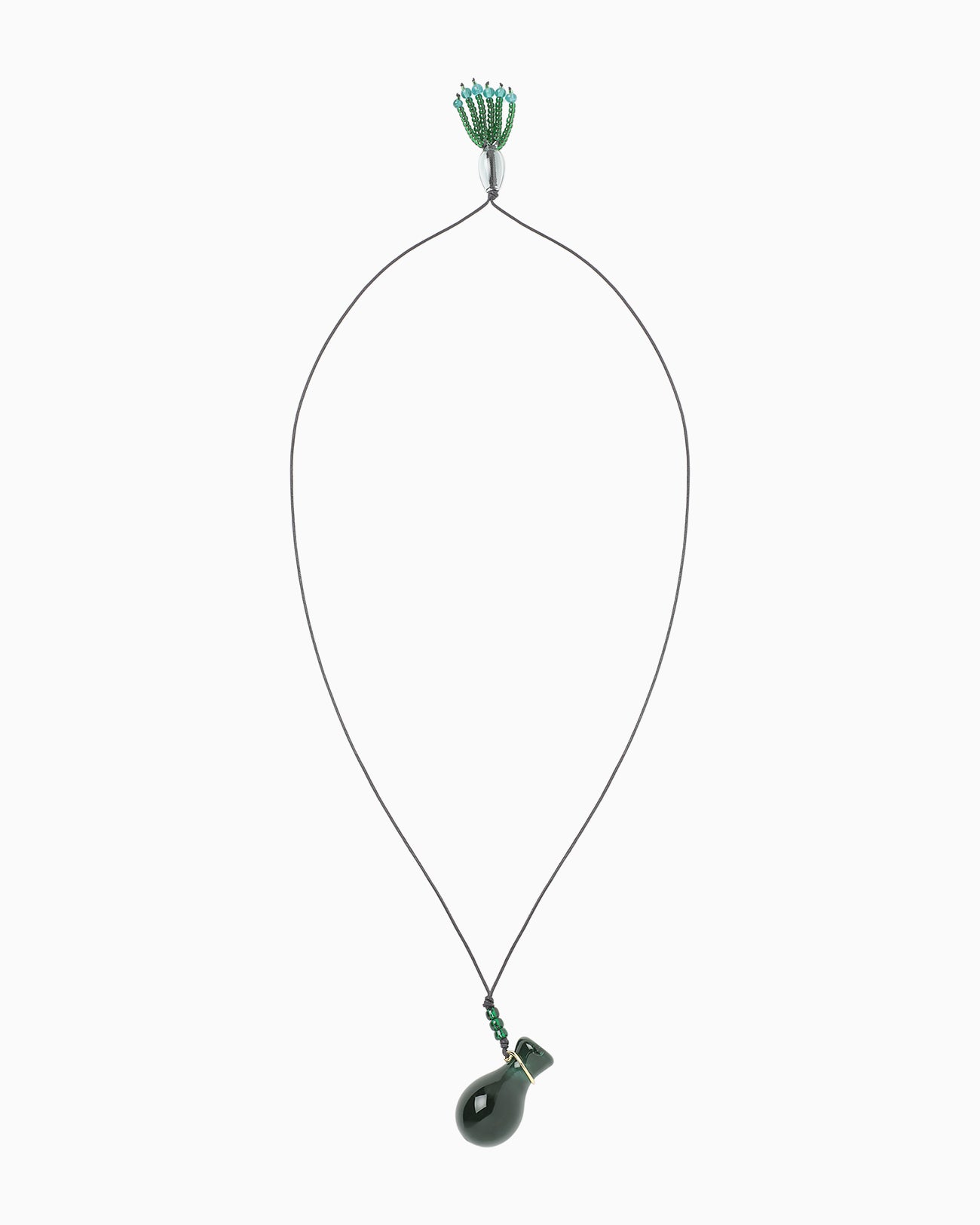 Floral Motif Glass Necklace - green - Mame Kurogouchi